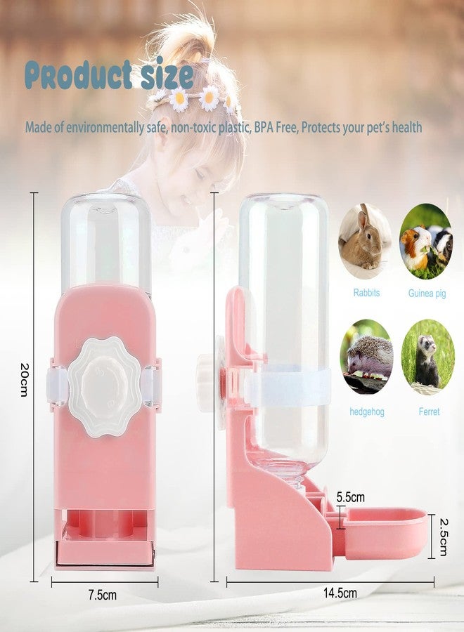 Rypet Rabbit Water Bottle No Drip - 17oz Hanging Water Fountain Automatic Dispenser Pet Cage Water Feeder for Bunny Chinchilla Guinea Pig Hedgehog Ferret Pink - Image 2